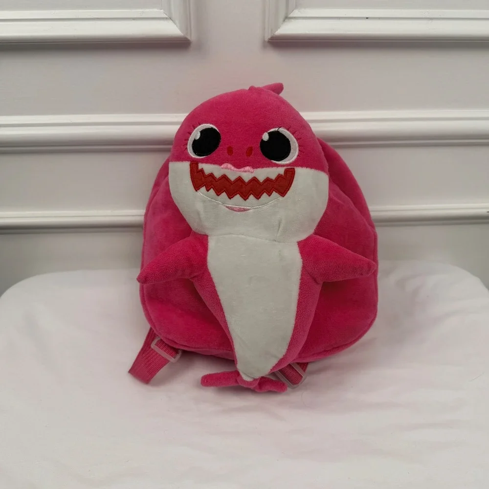 Pink Mommy Shark Plush Backpack Kids Toddler Soft Stuffed Animal Bag Pinkfong